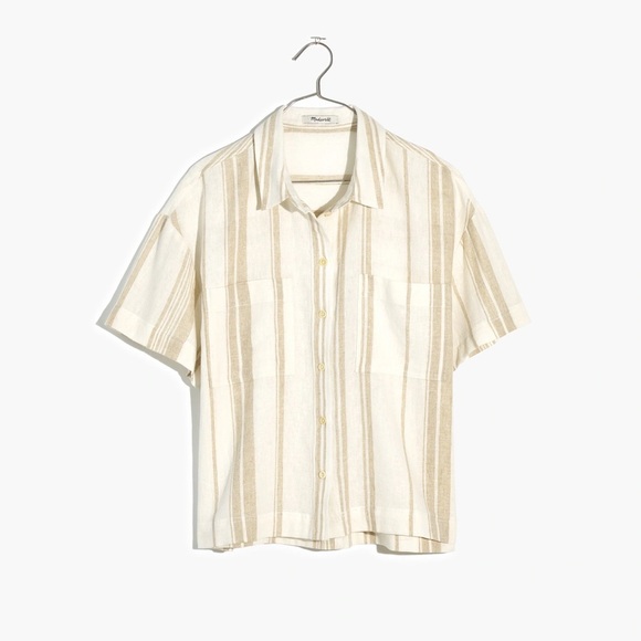 Madewell Tops - Madewell Linen Blend Short Sleeve Safari Shirt Undyed Edition Lagenlook Size M